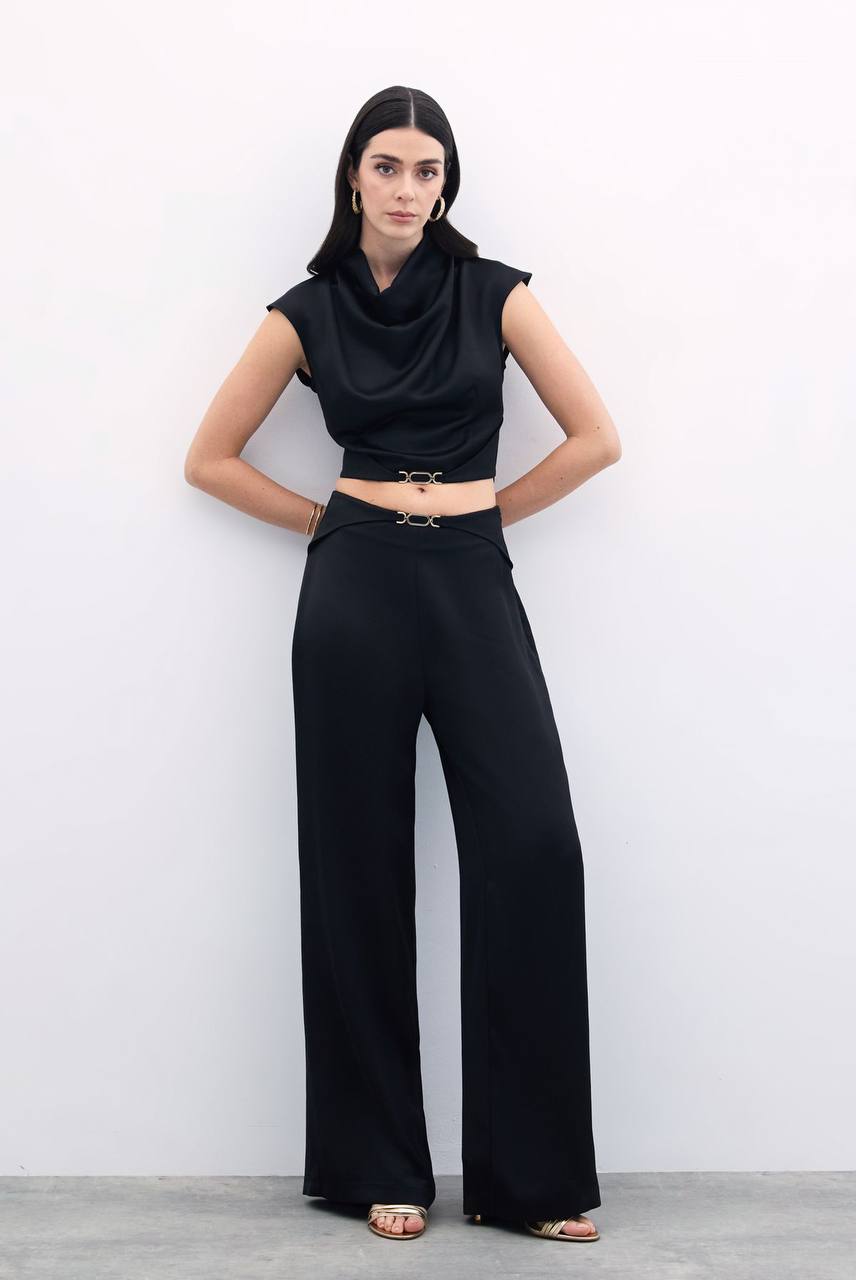 Black top with Gold buckle