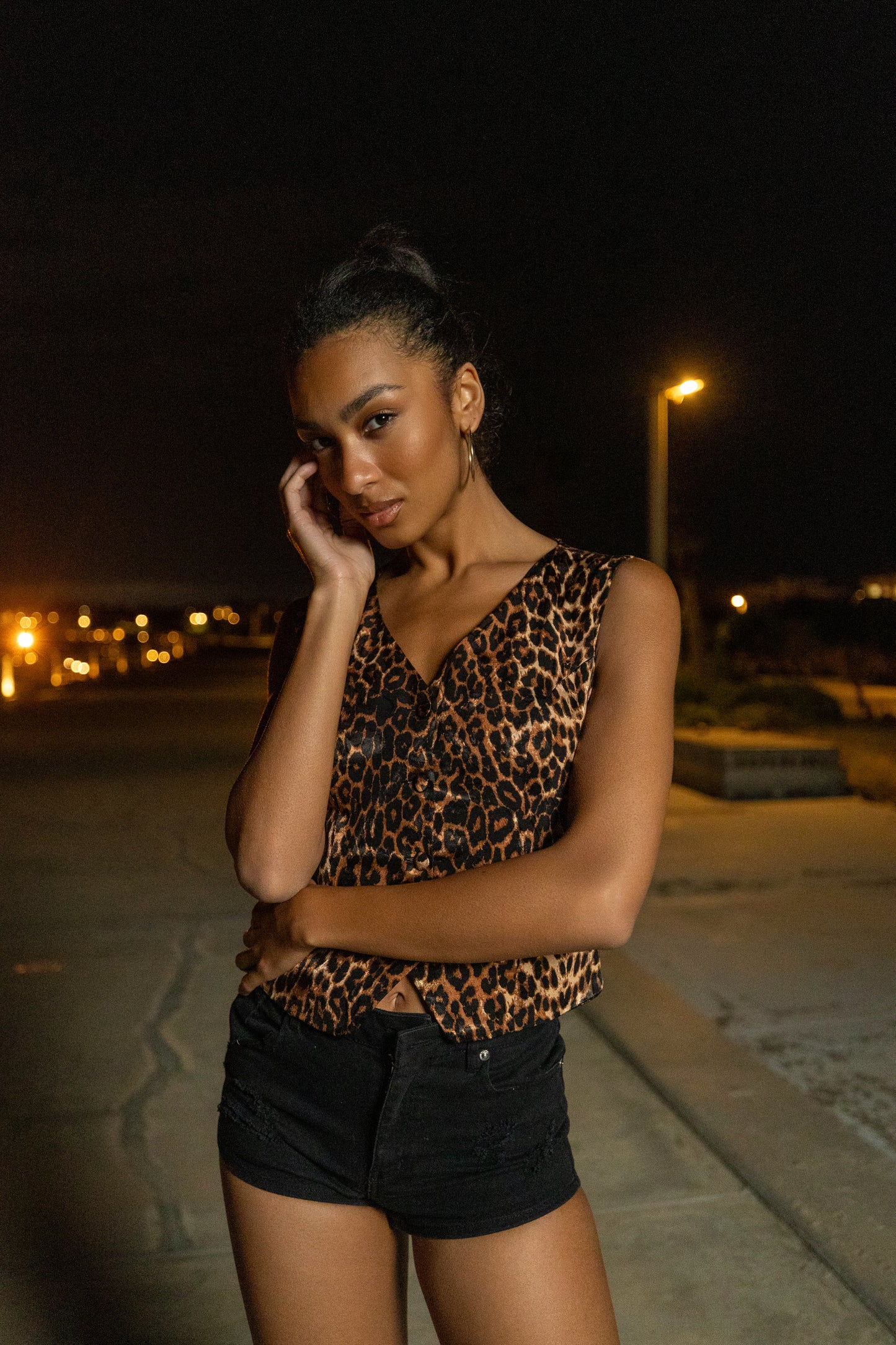 Satin Vest (Leopard print)