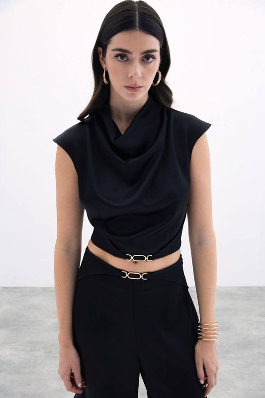 Black top with Gold buckle