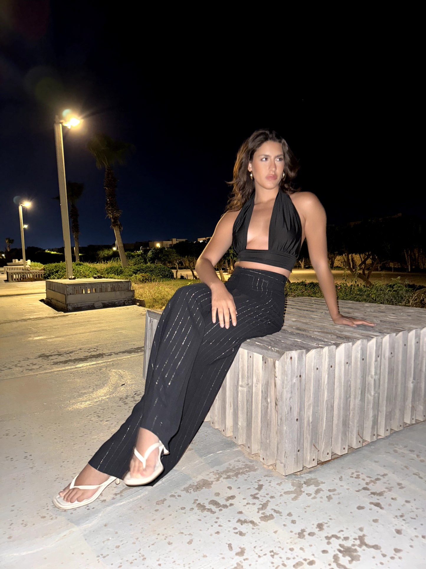 Black stripped pants