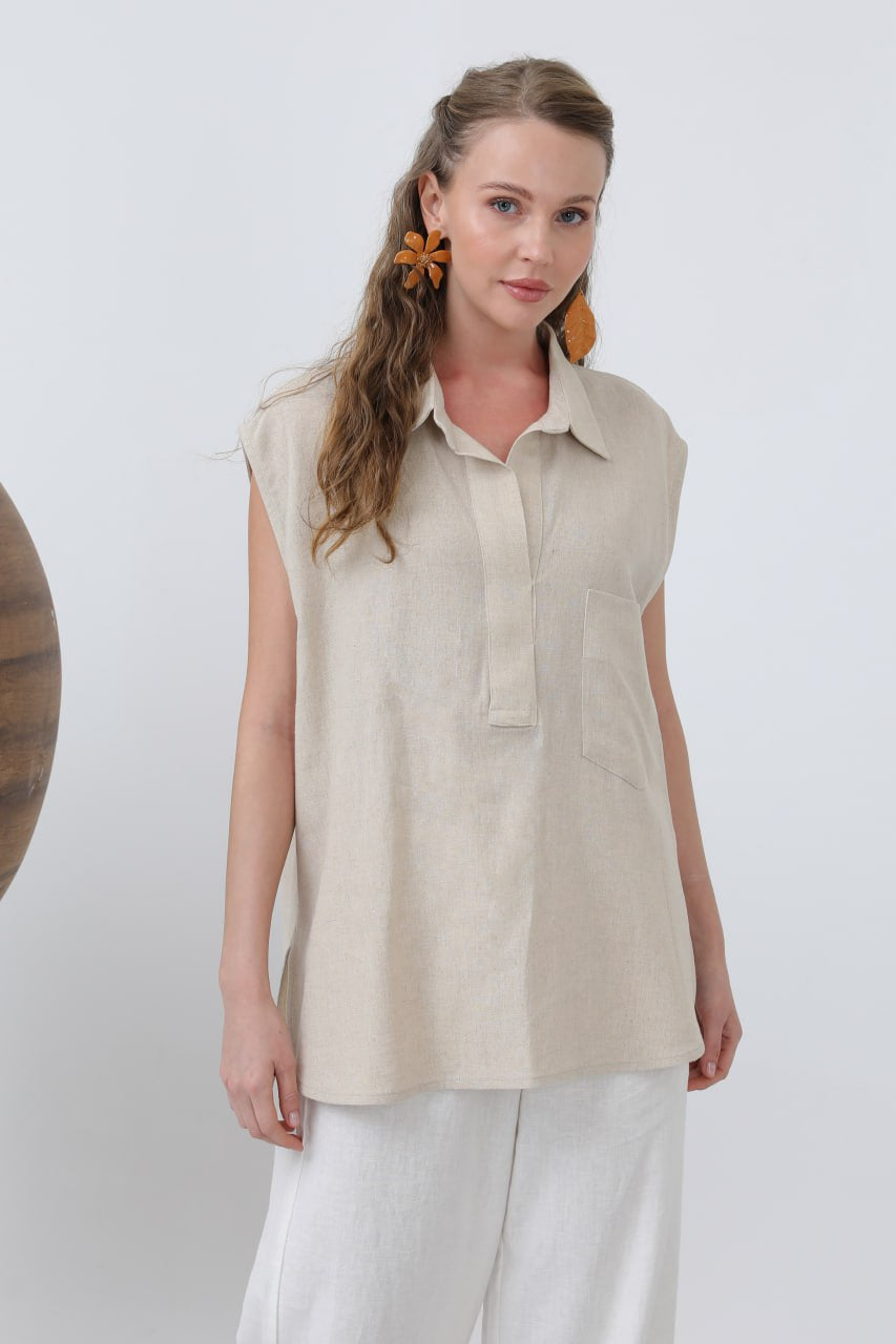 Beige linen top