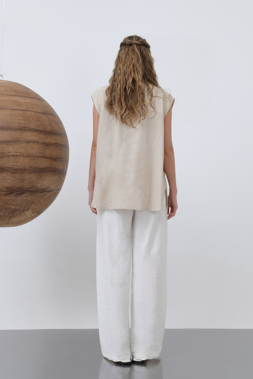 Beige linen top