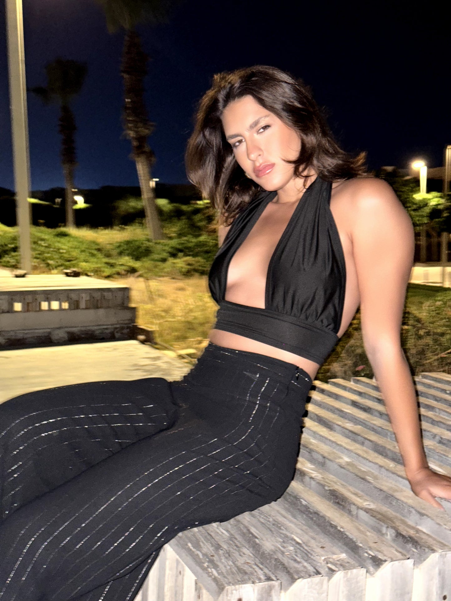 Black stripped pants